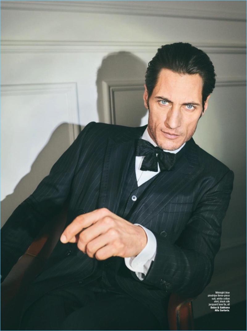 Simon Lipman photographs Axel Hermann in a look from Dolce & Gabbana Alta Sartoria.
