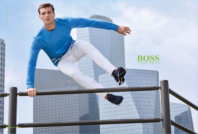 Hunter & Gatti photograph Edward Wilding for BOSS Green's spring-summer 2017 campaign.