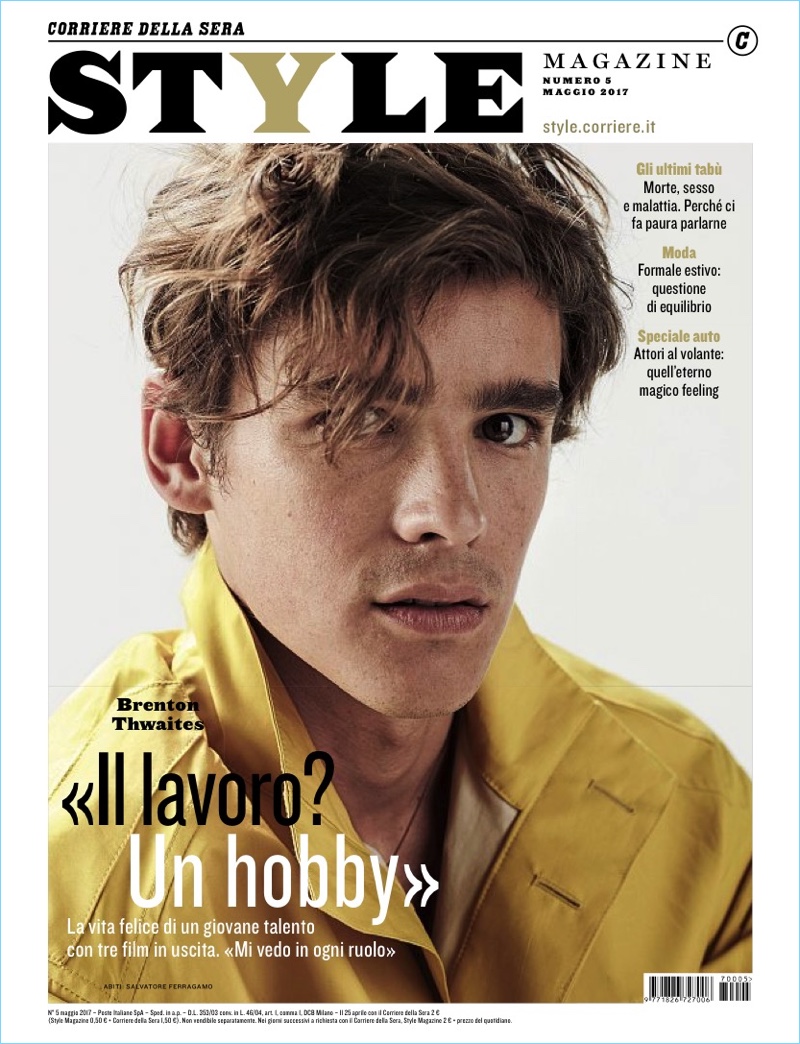 Brenton Thwaites covers the May 2017 issue of Style magazine.