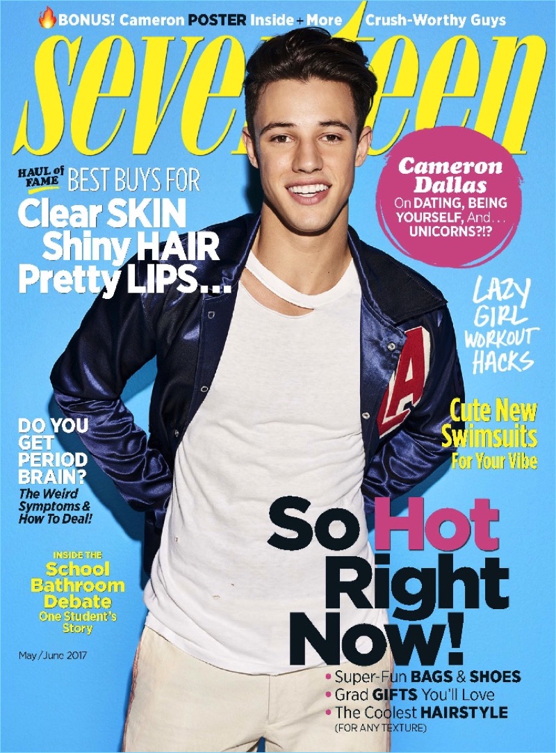 Cameron Dallas covers the May/June 2017 issue of Seventeen magazine.