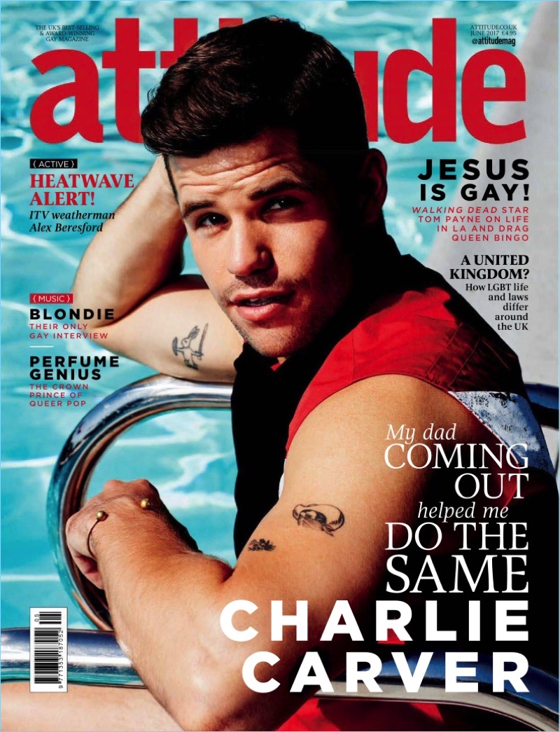 Charlie Carver covers the June 2017 issue of Attitude magazine.