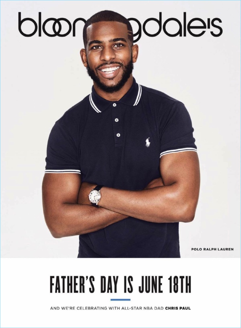 Chris Paul wears a POLO Ralph Lauren slim-fit tipped polo shirt $89.50 from Bloomingdale’s.