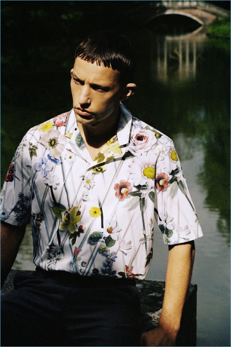 Making a case for floral prints, Leo Topalov sports a must-have shirt by Christian Lacroix.