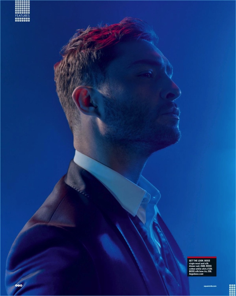 Suiting up in BOSS Hugo Boss, Ed Westwick graces the pages of Square Mile.