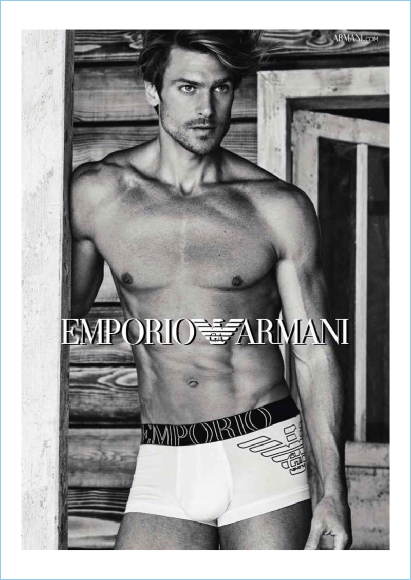 Giampaolo Sgura photographs Jason Morgan for Emporio Armani's 2017 underwear campaign.