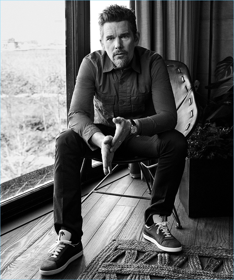 Michael Schwartz photographs Ethan Hawke for Haute Living.