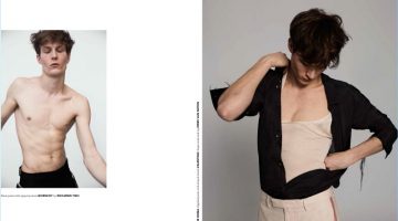 Dancing on My Own: Felix Gesnouin for H Magazine Left: Felix Gesnouin wears Givenchy pants. Right: Embracing neutrals, Felix sports a Damir Doma shirt with Valentino trousers and a Dries Van Noten tank.