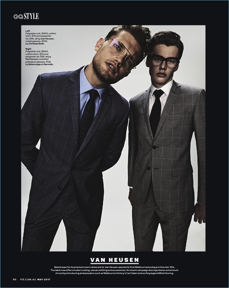 Stefan Pollmann and Robert James Knowles suit up in Van Heusen. 