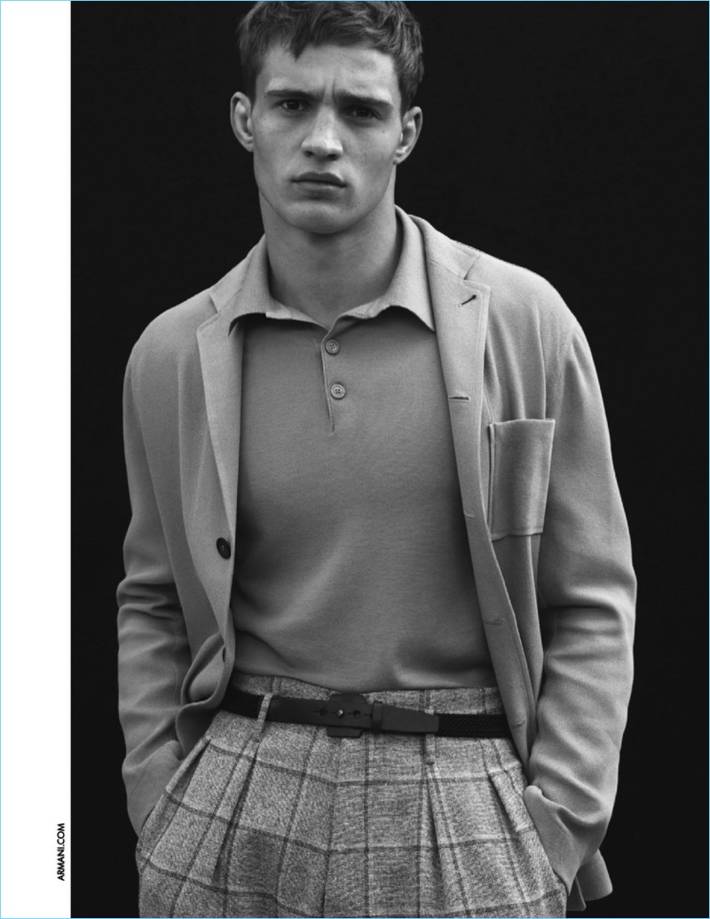 Going preppy, Julian Schneyder stars in Giorgio Armani's spring-summer 2017 campaign.