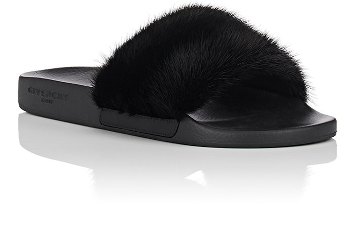 mens fur sandals