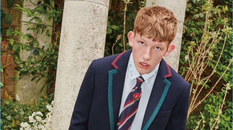 Connor Newall rocks a preppy look from Italian fashion house Gucci.