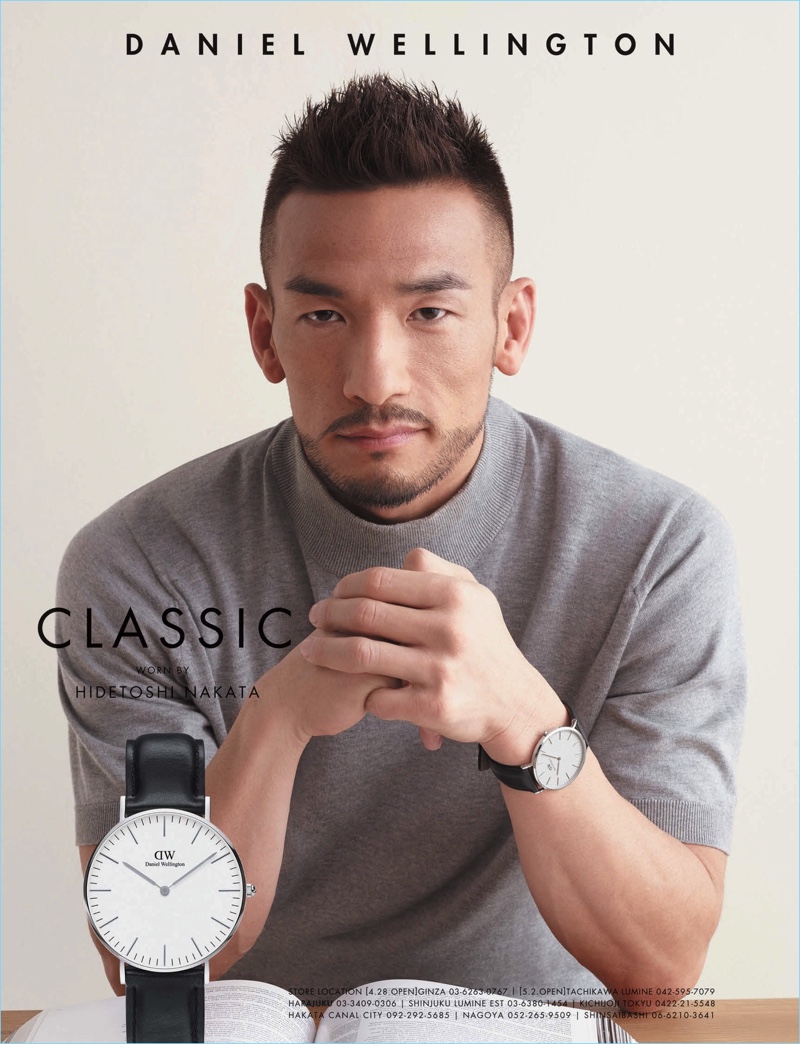 Daniel Wellington enlists Hidetoshi Nakata as the face of its most recent advertising campaign.