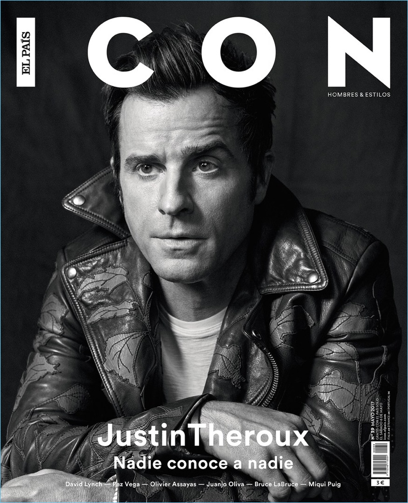 Justin Theroux covers the May 2017 issue of Icon El País in a Gucci leather biker jacket. » Justin Theroux Covers Icon El País, Talks Marriage to Jennifer Aniston Justin Theroux covers the May 2017 issue of Icon El País in a Gucci leather biker jacket.