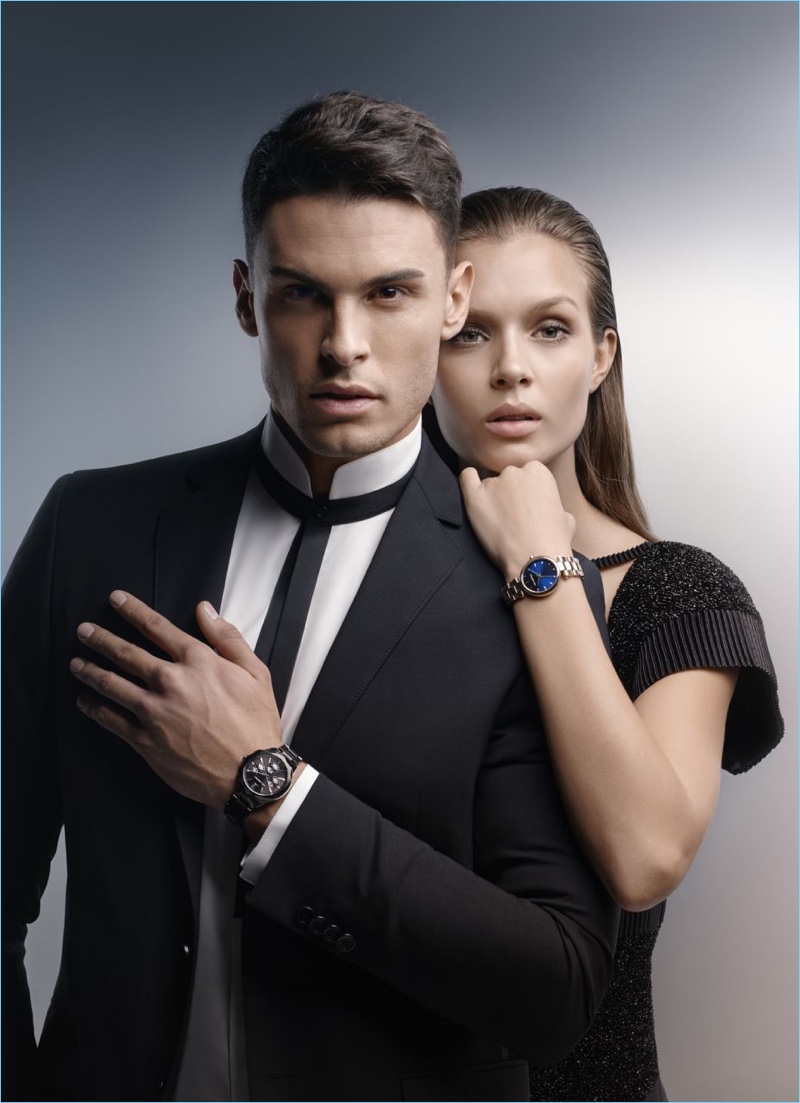 Baptiste Giabiconi joins Josephine Skriver for Karl Lagerfeld's spring-summer 2017 timepiece campaign.
