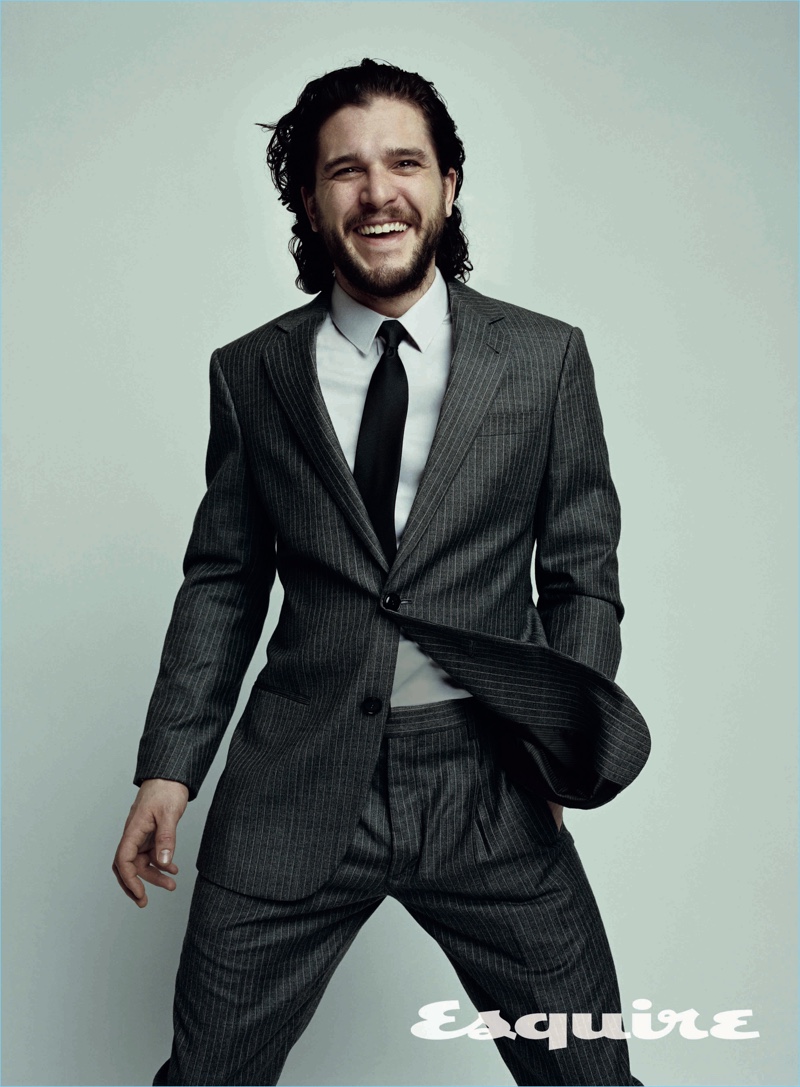 All smiles, Kit Harington appears in a new photo shoot for Esquire.