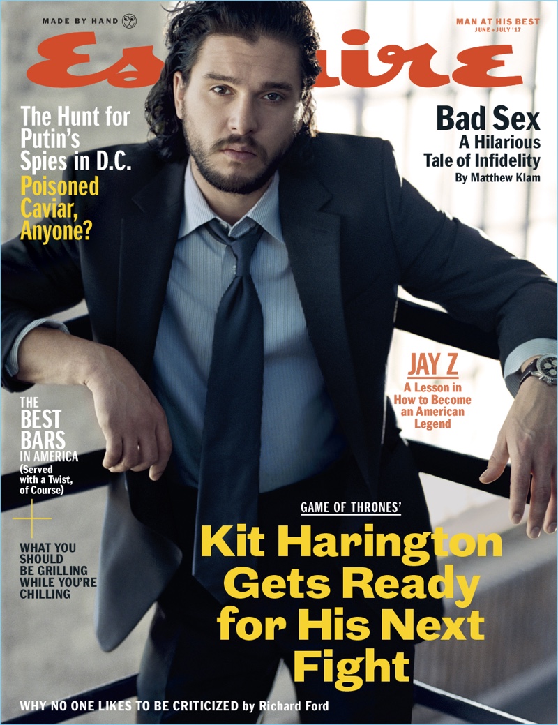 Kit Harington suits up for the June/July 2017 cover of Esquire.