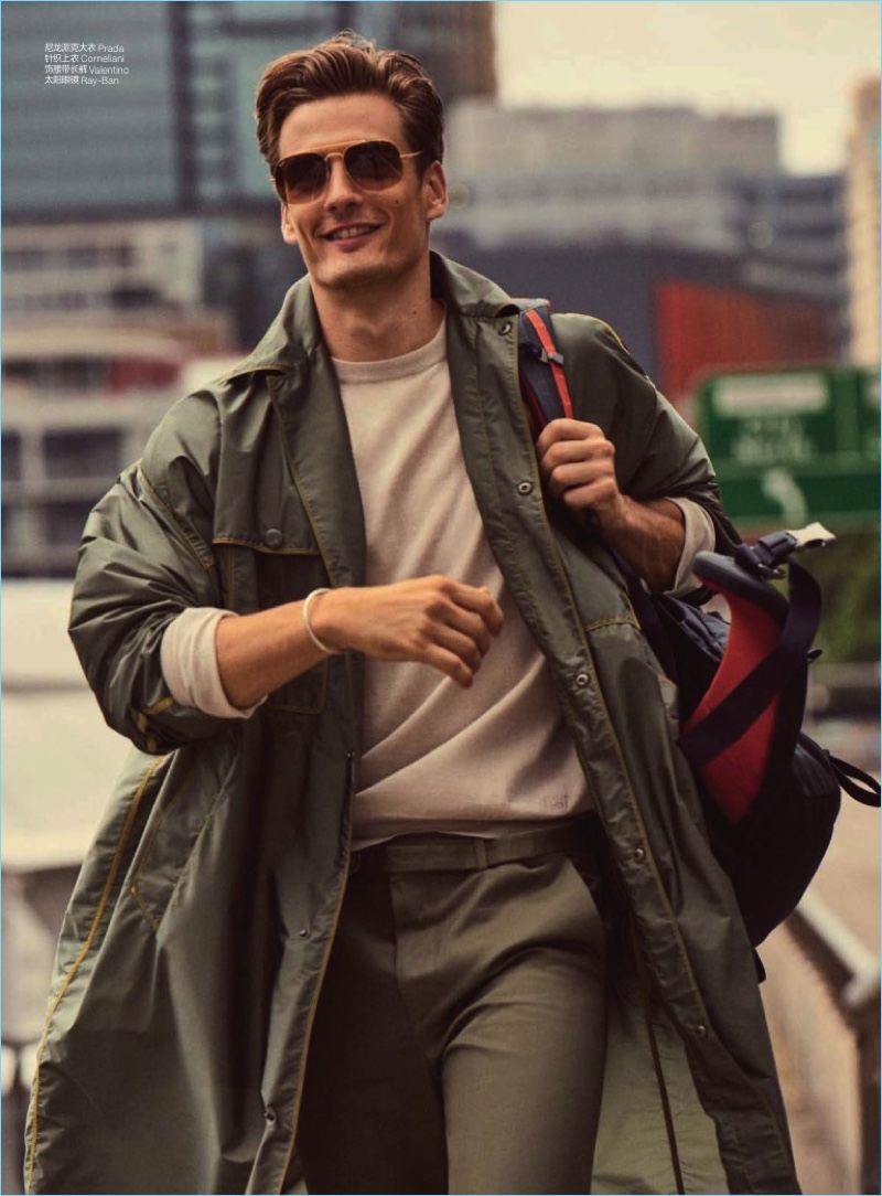 Leo Eller heads out for a stylish editorial outing with GQ China.