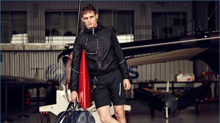 Julian Schneyder models a sporty look from Louis Vuitton's 2017 America's Cup collection.