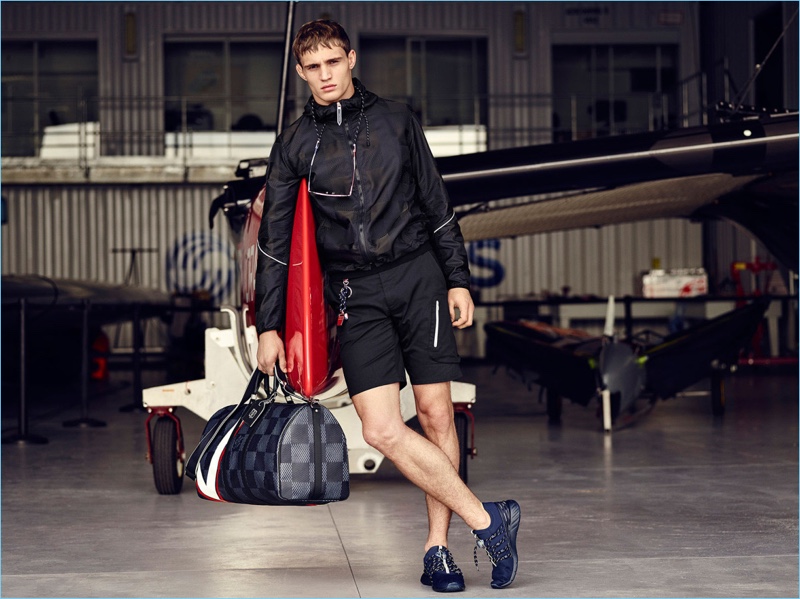 Julian Schneyder models a sporty look from Louis Vuitton's 2017 America's Cup collection.