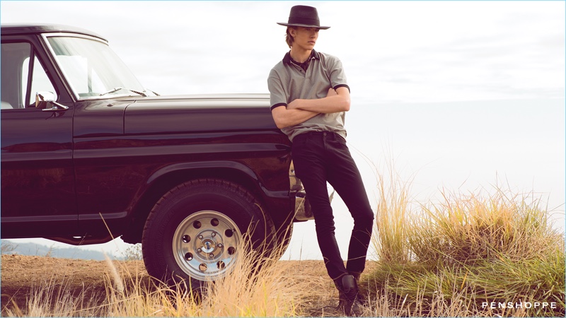 Wearing a fedora and slim jeans, Lucky Blue Smith stars in Penshoppe's spring-summer 2017 campaign.
