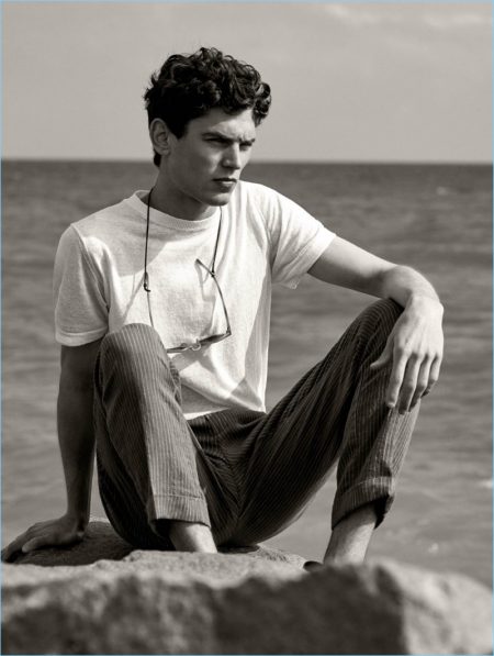 French model Arthur Gosse embraces chic summer style with Mango Man.