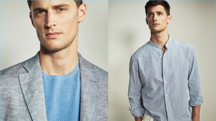Azure Vibes: Garrett Neff Models Blue Styles for Massimo Dutti
