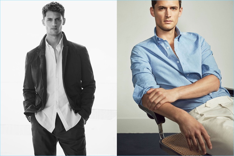 Massimo Dutti enlists Garrett Neff as the star of its Azure Vibes lookbook.