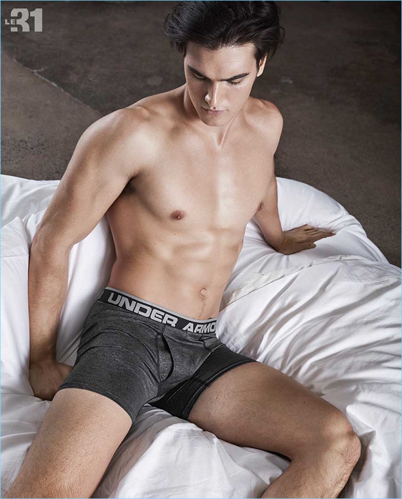 American model Matthew Terry sports Under Armour underwear.