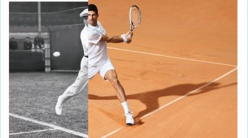 Novak Djokovic Fronts New Lacoste Campaign Lacoste juxtaposes images of René Lacoste and Novak Djokovic for its new campaign.