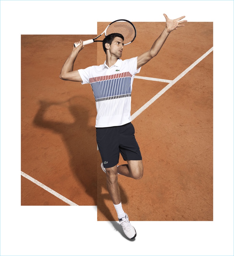 Jacob Sutton photographs Novak Djokovic for Lacoste's advertising campaign.