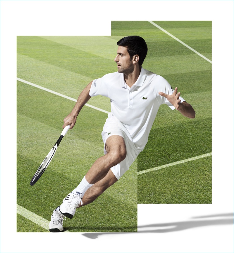 Playing tennis, Novak Djokovic stars in Lacoste's advertising campaign.
