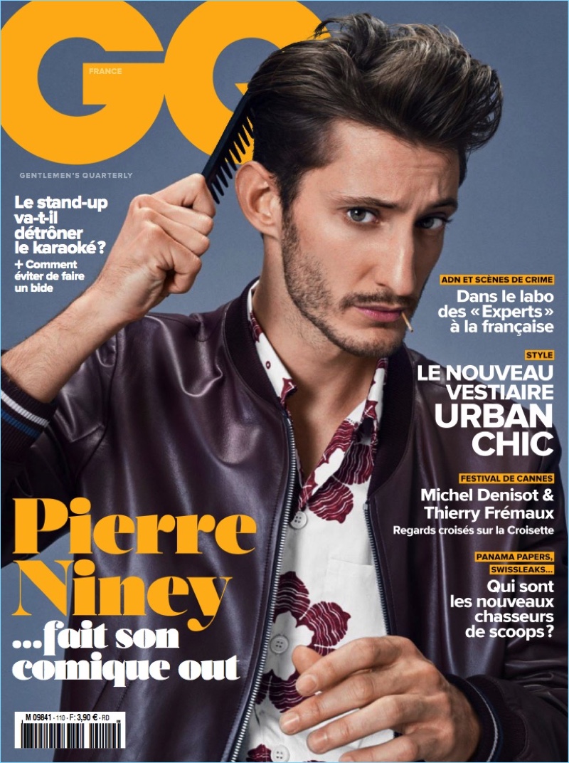 Pierre Niney covers the May 2017 issue of GQ France.