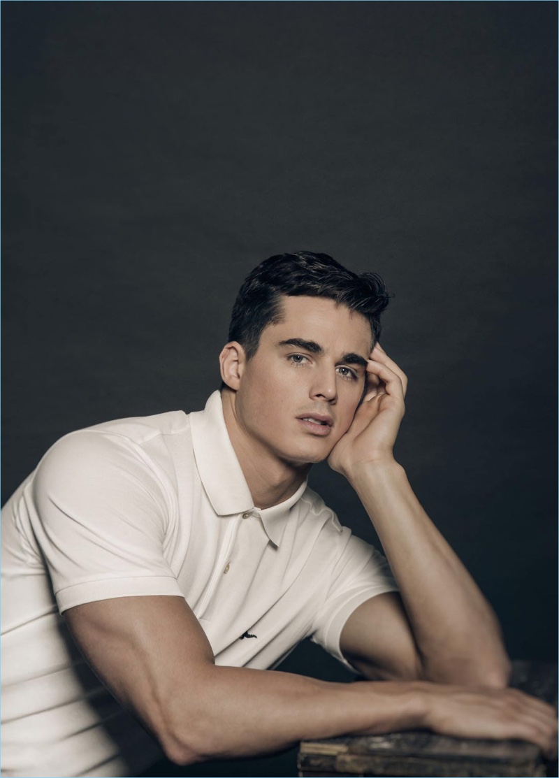 Pietro Boselli wears a Paul Smith polo shirt for the pages of Mega Man.