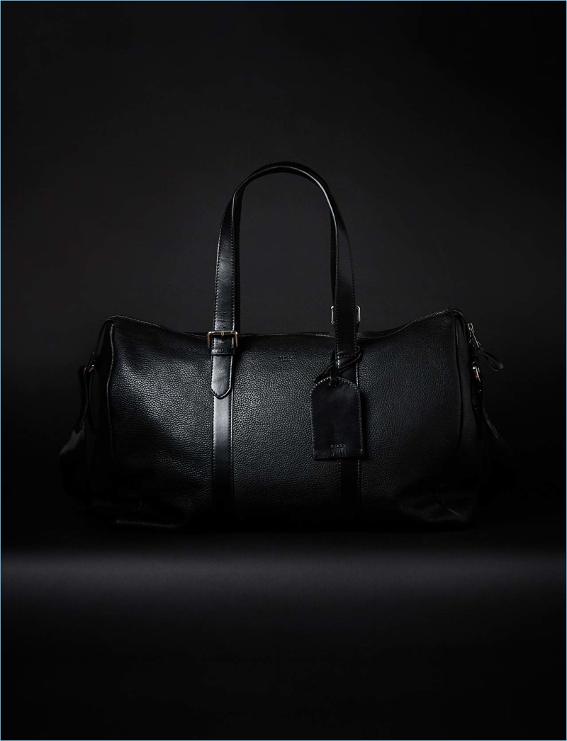 Reiss Black Grained Leather Holdall