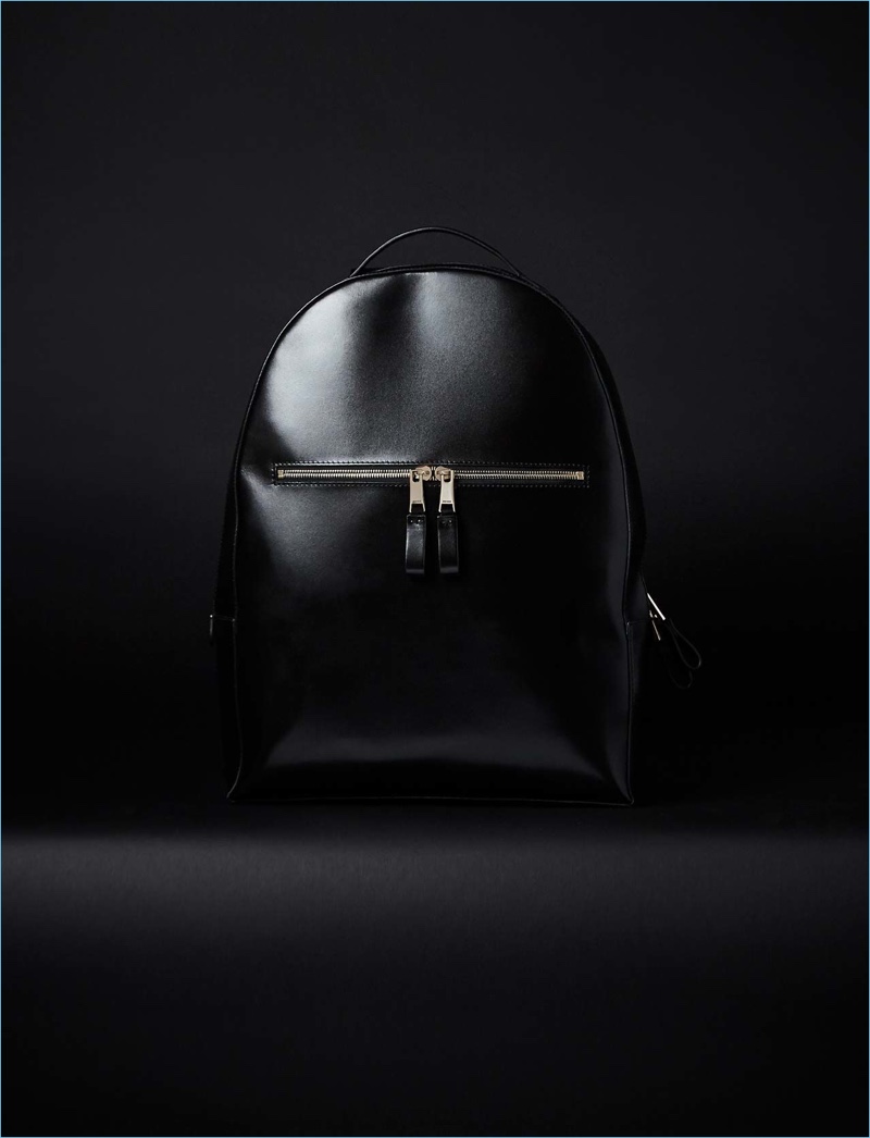 Reiss Black Leather Backpack