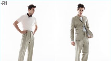 Urban Chic: Miroslav Cech Embraces Sharp LE 31 Looks from Simons Showcasing the latest from LE 31, Miroslav Cech rocks relaxed tailoring with a sophisticated attitude.