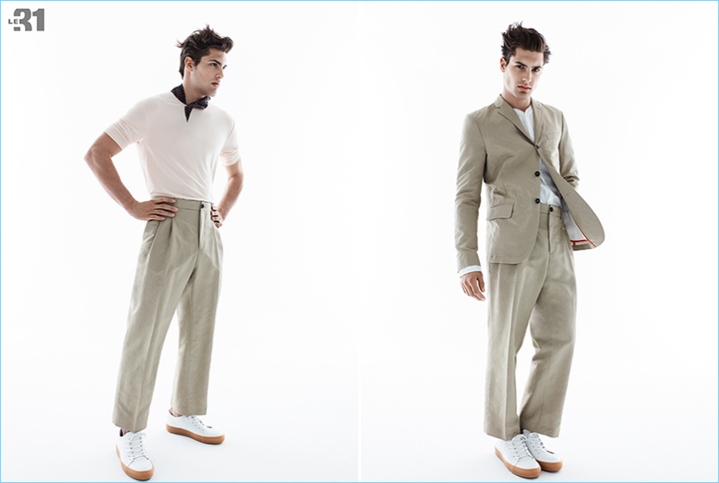 Showcasing the latest from LE 31, Miroslav Cech rocks relaxed tailoring with a sophisticated attitude.