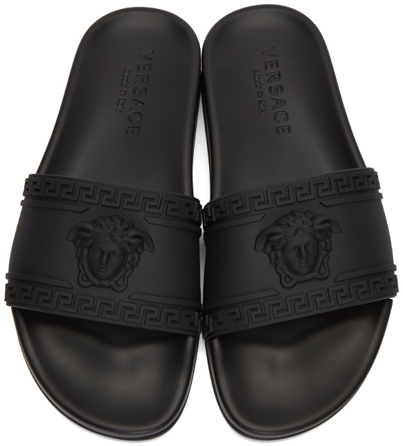 Versace Mens Black Medusa Slide Sandals