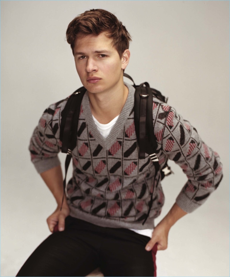 Appearing in a Nylon Guys photo shoot, Ansel Elgort wears a Comfort Colors t-shirt with a sweater and pants by Lanvin. » Ansel Elgort Covers Nylon Guys, Talks 'Baby Driver' Appearing in a Nylon Guys photo shoot, Ansel Elgort wears a Comfort Colors t-shirt with a sweater and pants by Lanvin.
