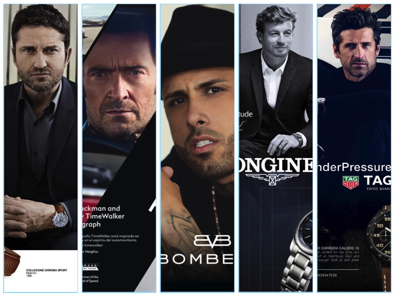 Gerard Butler, Hugh Jackman, Nicky Jam, Simon Baker, and Patrick Dempsey appear in advertising campaigns.