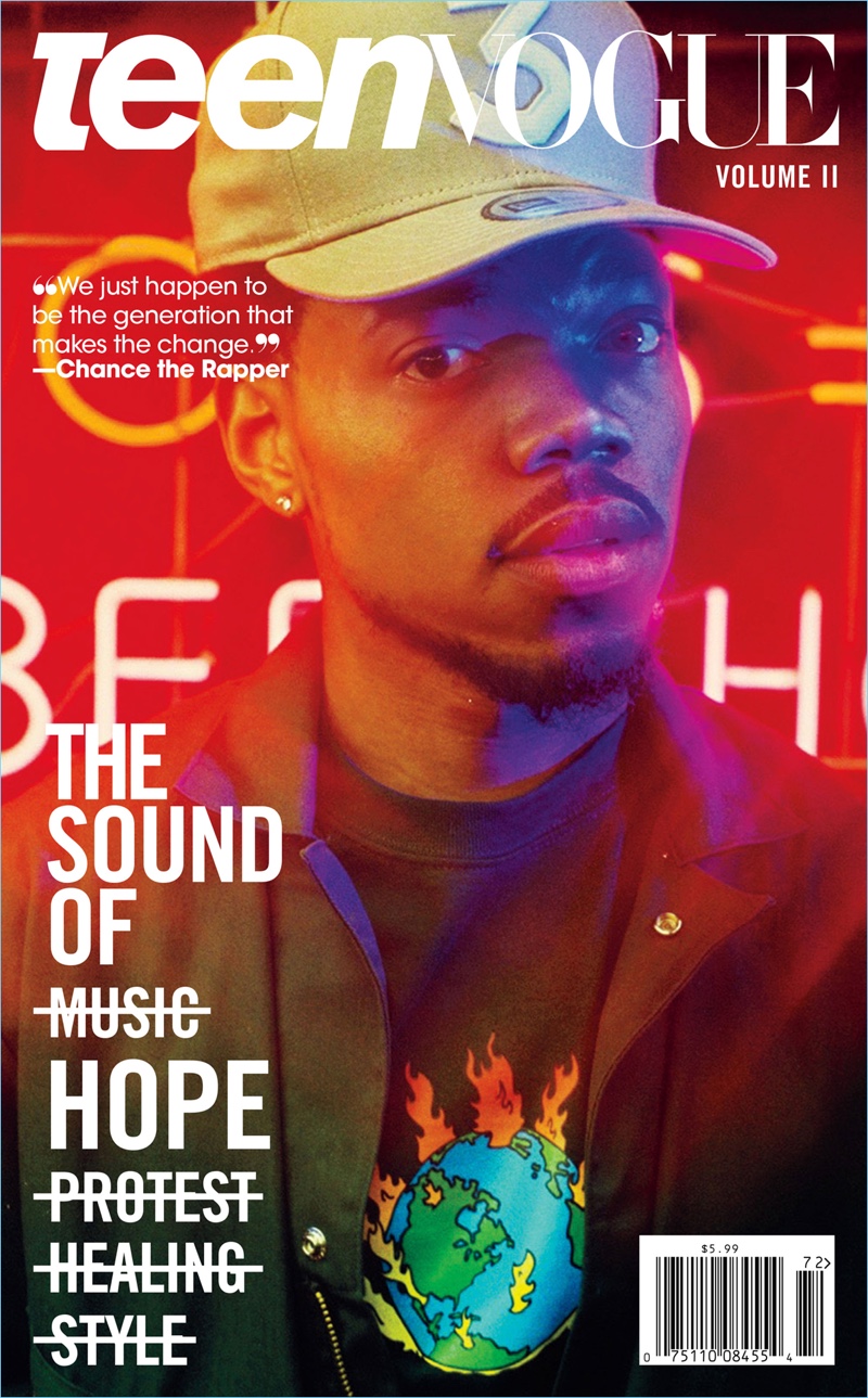 Chance the Rapper covers the most recent issue of Teen Vogue.