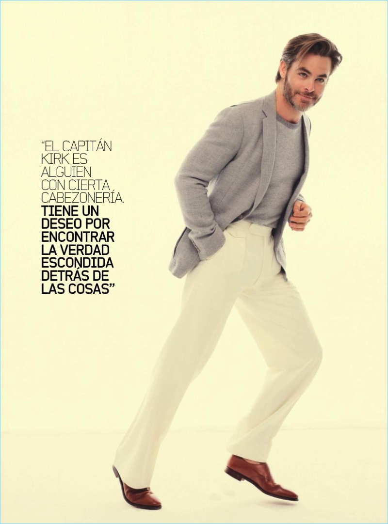 Donning sleek summer tailoring, Chris Pine stars in a new photo shoot.