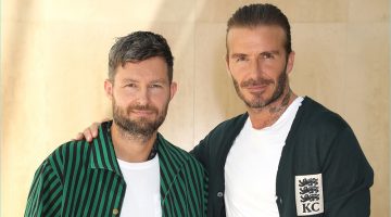 David Beckham Lends His Star Power to Kent & Curwen Spring '18 Presentation Kent & Curwen creative director Daniel Kearns and David Beckham pose for pictures at the brand's spring-summer 2018 presentation.