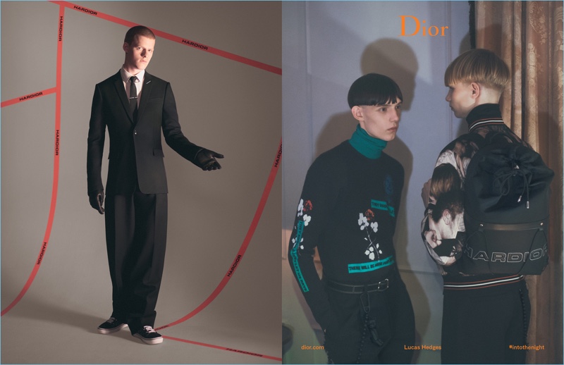 David Sims photographs actor Lucas Hedges as well as models Dylan Roques and Christophe T Kint for Dior Homme's fall-winter 2017 campaign.