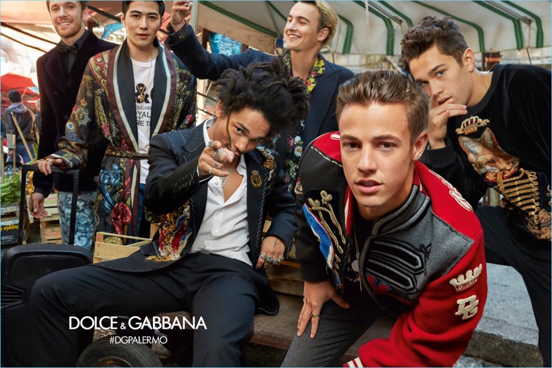 Tom Farrelly, XueDong Chen, Luka Sabbat, Brandon Thomas Lee, Cameron Dallas, and Austin Mahone front Dolce & Gabbana's fall-winter 2017 campaign.