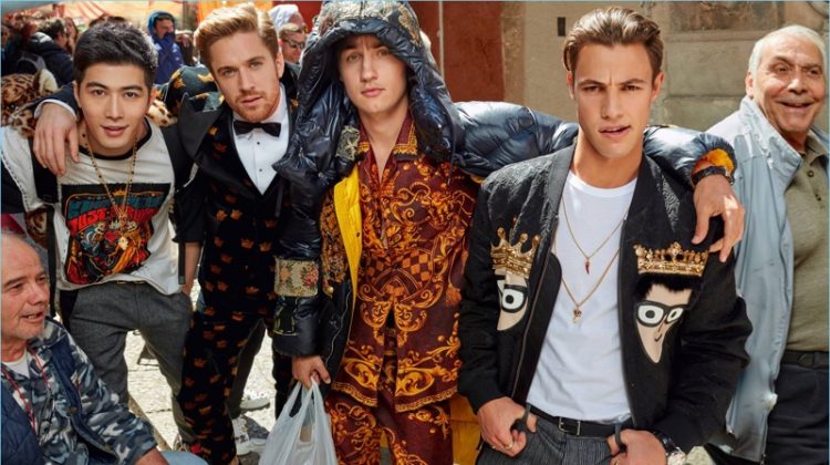 XueDong Chen, Tom Farrelly, Brandon Thomas Lee, and Cameron Dallas take to Palermo for Dolce & Gabbana's fall-winter 2017 campaign.