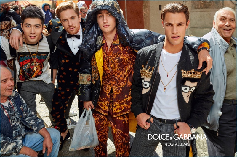 XueDong Chen, Tom Farrelly, Brandon Thomas Lee, and Cameron Dallas take to Palermo for Dolce & Gabbana's fall-winter 2017 campaign.