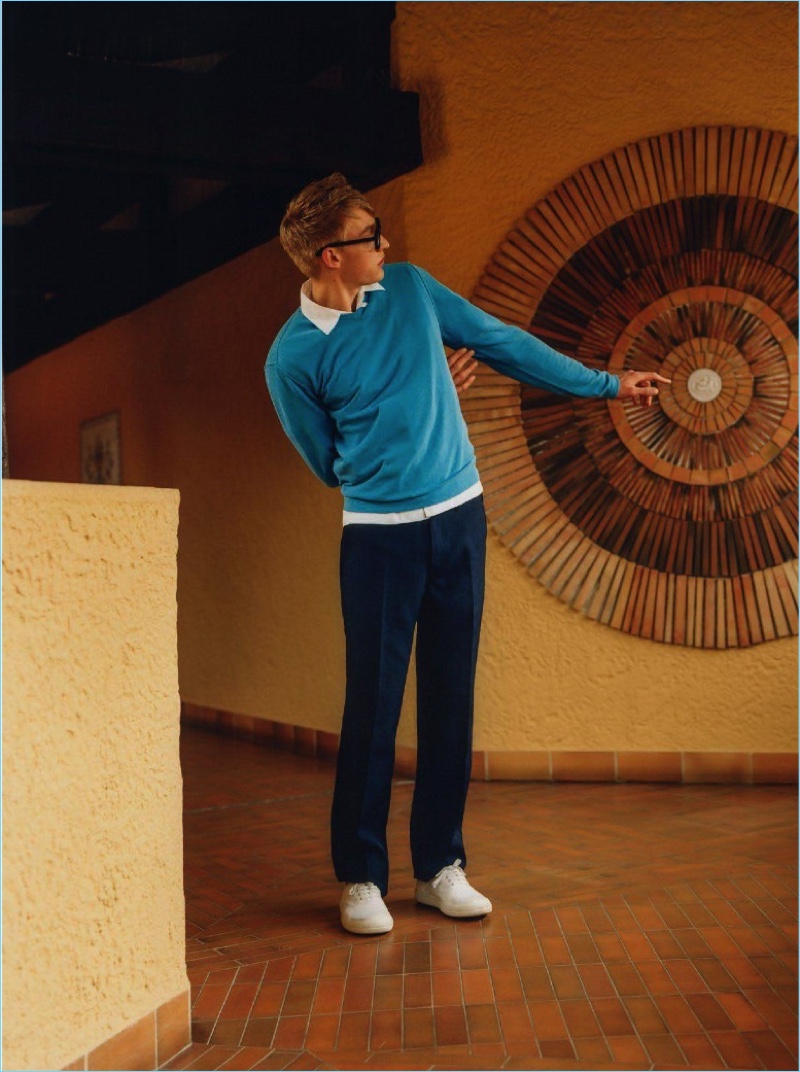 Dylan Moran 2017 Editorial GQ France David Hockney Inspiration Pose