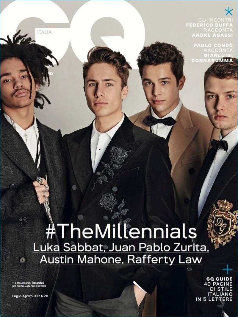 Luka Sabbat, Juan Pablo Zurita, Austin Mahone, and Rafferty Law cover GQ Italia. » Millennial Generation: Rafferty Law, Austin Mahone + More in Dolce & Gabbana for GQ Italia Luka Sabbat, Juan Pablo Zurita, Austin Mahone, and Rafferty Law cover GQ Italia.
