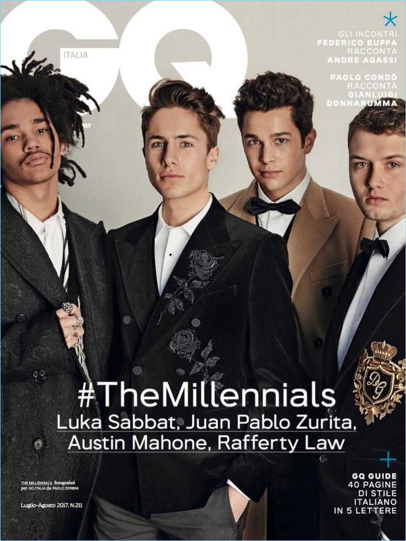 Luka Sabbat, Juan Pablo Zurita, Austin Mahone, and Rafferty Law cover GQ Italia.